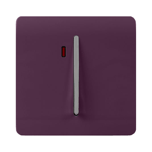 Trendi Switch ART-WHS1PL, Artistic Modern 20 Amp Neon Insert Double Pole Switch Plum Finish, BRITISH MADE, (25mm Back Box Required), 5yrs Warranty - 54318