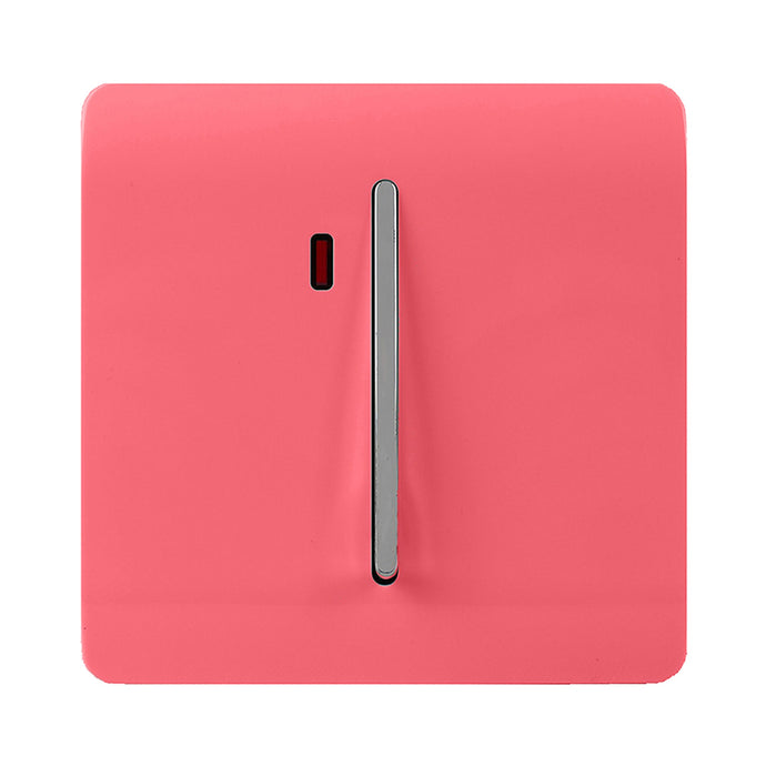 Trendi Switch ART-WHS1SB, Artistic Modern 20 Amp Neon Insert Double Pole Switch Strawberry Finish, BRITISH MADE, (25mm Back Box Required), 5yrs Warranty - 54319