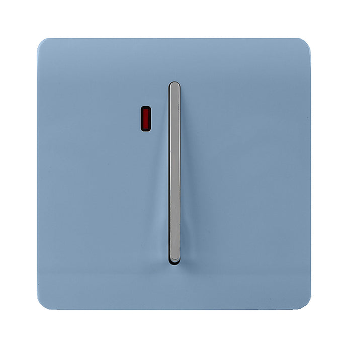 Trendi Switch ART-WHS1SK, Artistic Modern 20 Amp Neon Insert Double Pole Switch Sky Finish, BRITISH MADE, (25mm Back Box Required), 5yrs Warranty - 54320