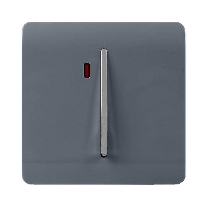 Trendi Switch ART-WHS1WG, Artistic Modern 20 Amp Neon Insert Double Pole Switch Warm Grey Finish, BRITISH MADE, (25mm Back Box Required), 5yrs Warranty - 54321