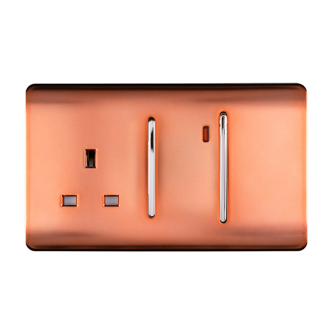 Trendi Switch ART-WHS213CPR, Artistic Modern Cooker Control Panel 13amp with 45amp Switch Copper Finish, BRITISH MADE, (47mm Back Box Required), 5yrs Warranty - 54326