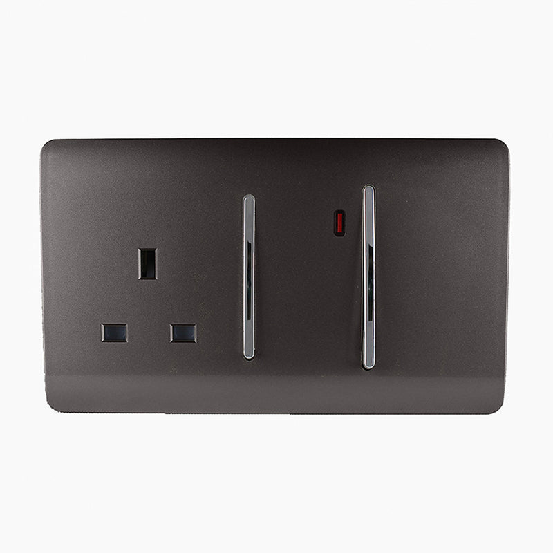 Load image into Gallery viewer, Trendi Switch ART-WHS213DB, Artistic Modern Cooker Control Panel 13amp with 45amp Switch Dark Brown Finish, BRITISH MADE, (47mm Back Box Required), 5yrs Warranty - 54327
