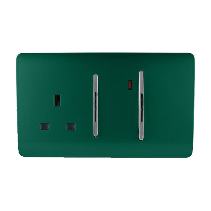 Trendi Switch ART-WHS213DG, Artistic Modern Cooker Control Panel 13amp with 45amp Switch Dark Green Finish, BRITISH MADE, (47mm Back Box Required), 5yrs Warranty - 54328