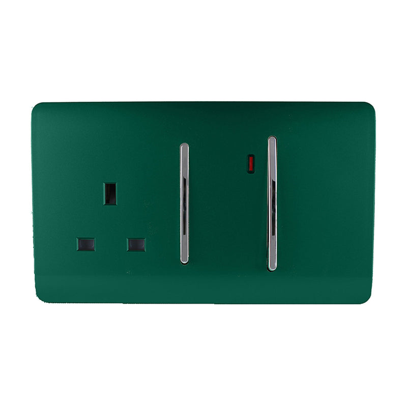 Load image into Gallery viewer, Trendi Switch ART-WHS213DG, Artistic Modern Cooker Control Panel 13amp with 45amp Switch Dark Green Finish, BRITISH MADE, (47mm Back Box Required), 5yrs Warranty - 54328
