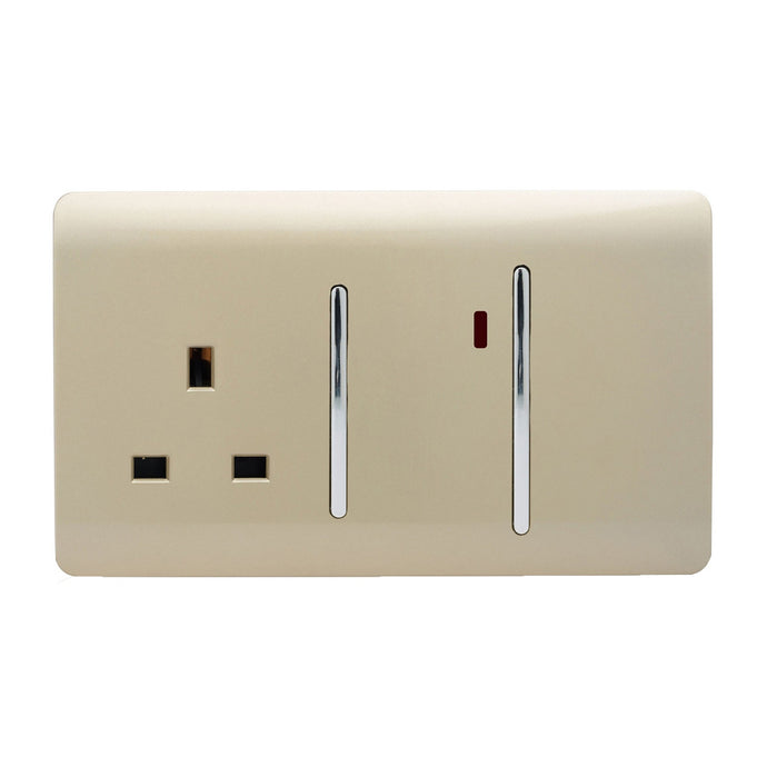 Trendi Switch ART-WHS213GO, Artistic Modern Cooker Control Panel 13amp with 45amp Switch Gold Finish, BRITISH MADE, (47mm Back Box Required), 5yrs Warranty - 43961