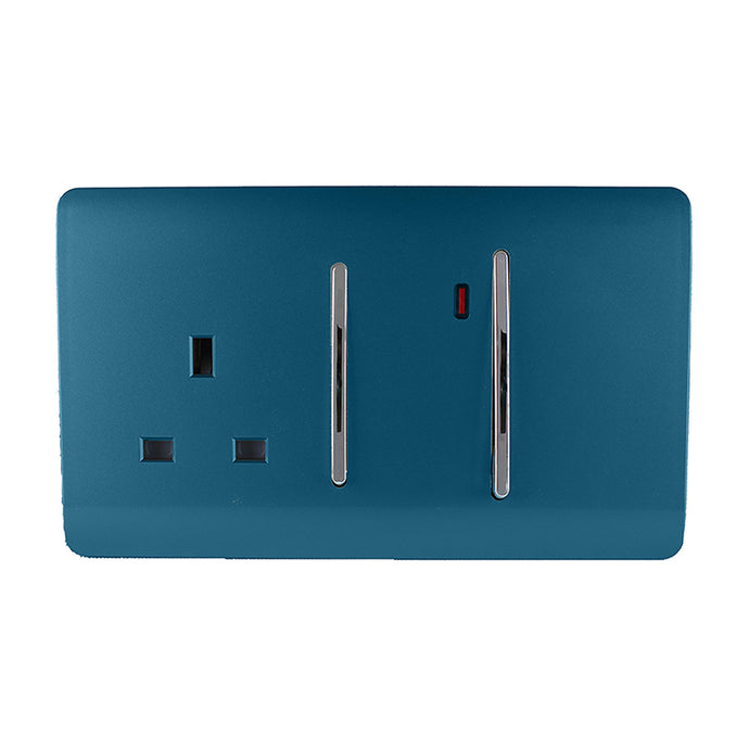 Trendi Switch ART-WHS213MD, Artistic Modern Cooker Control Panel 13amp with 45amp Switch Midnight Blue Finish, BRITISH MADE, (47mm Back Box Required), 5yrs Warranty - 54330