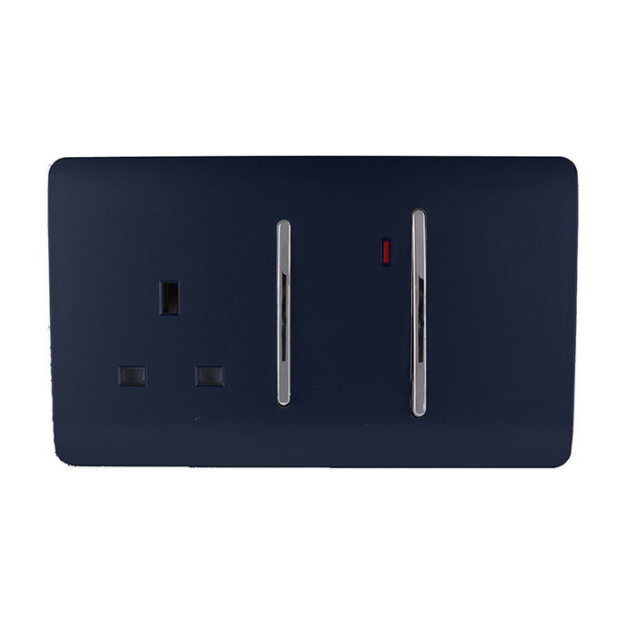 Trendi Switch ART-WHS213NV, Artistic Modern Cooker Control Panel 13amp with 45amp Switch Navy Blue Finish, BRITISH MADE, (47mm Back Box Required), 5yrs Warranty - 54332