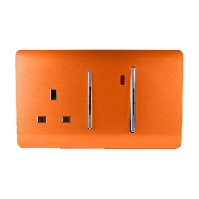 Trendi Switch ART-WHS213OR, Artistic Modern Cooker Control Panel 13amp with 45amp Switch Orange Finish, BRITISH MADE, (47mm Back Box Required), 5yrs Warranty - 54334