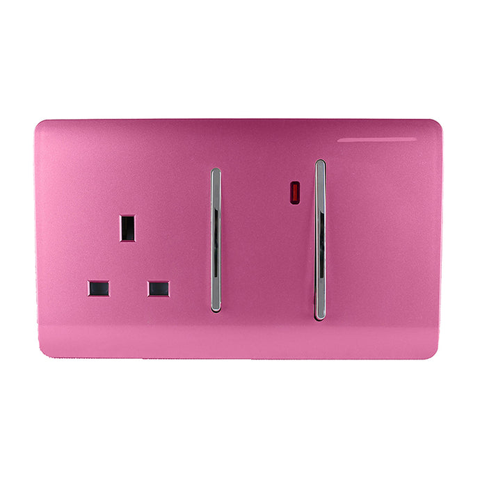 Trendi Switch ART-WHS213PK, Artistic Modern Cooker Control Panel 13amp with 45amp Switch Pink Finish, BRITISH MADE, (47mm Back Box Required), 5yrs Warranty - 54335