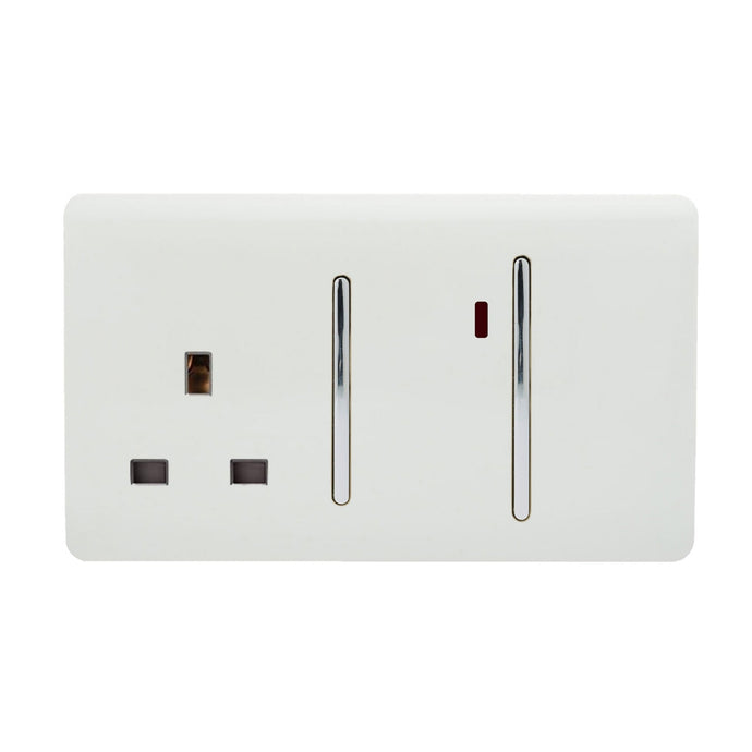 Trendi Switch ART-WHS213WH, Artistic Modern Cooker Control Panel 13amp with 45amp Switch Gloss White Finish, BRITISH MADE, (47mm Back Box Required), 5yrs Warranty - 43964