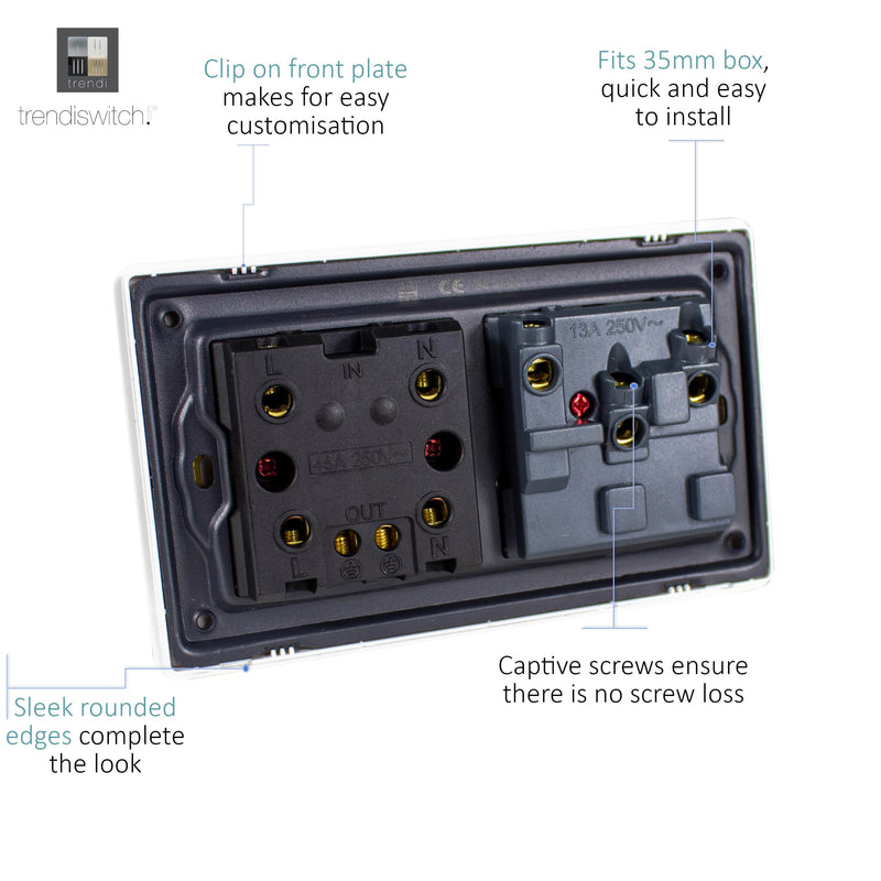 Load image into Gallery viewer, Trendi Switch ART-WHS213BT, Artistic Modern Cooker Control Panel 13amp with 45amp Switch Bright Teal Finish, BRITISH MADE, (47mm Back Box Required), 5yrs Warranty - 54323
