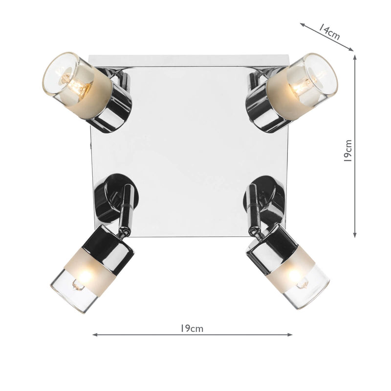 Load image into Gallery viewer, Dar Lighting ART8550 Artemis 4 Light Plate Spotlight Polished Chrome IP44 - 20679
