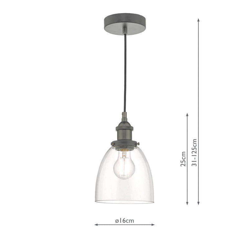 Load image into Gallery viewer, Dar Lighting ARV0161 Arvin Pendant Antique Chrome &amp; Glass - 29956
