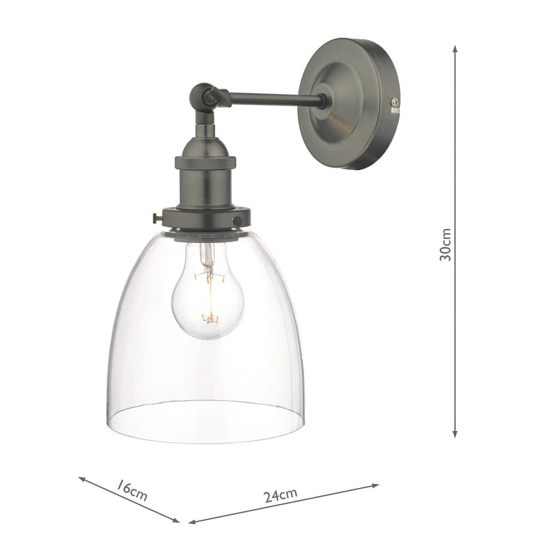 Load image into Gallery viewer, Dar Lighting ARV0761 Arvin Industrial Wall Light Antique Chrome with Clear Glass Shade - 34897

