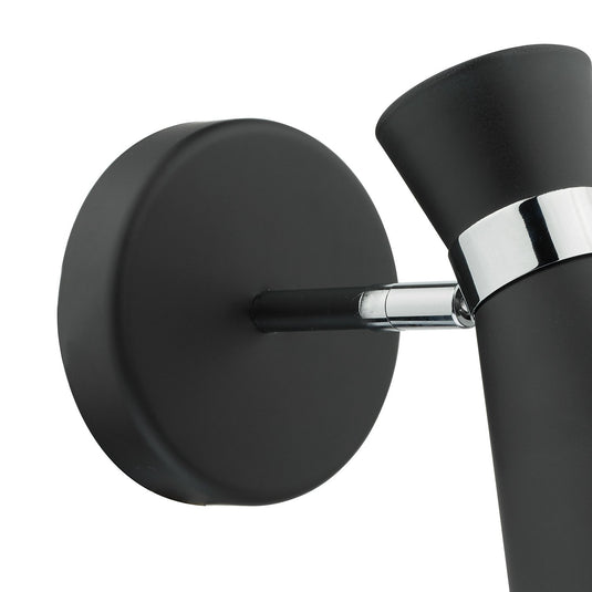 Dar Lighting ASH0722 Ashworth Wall Light Matt Black & Polished Chrome - 21611