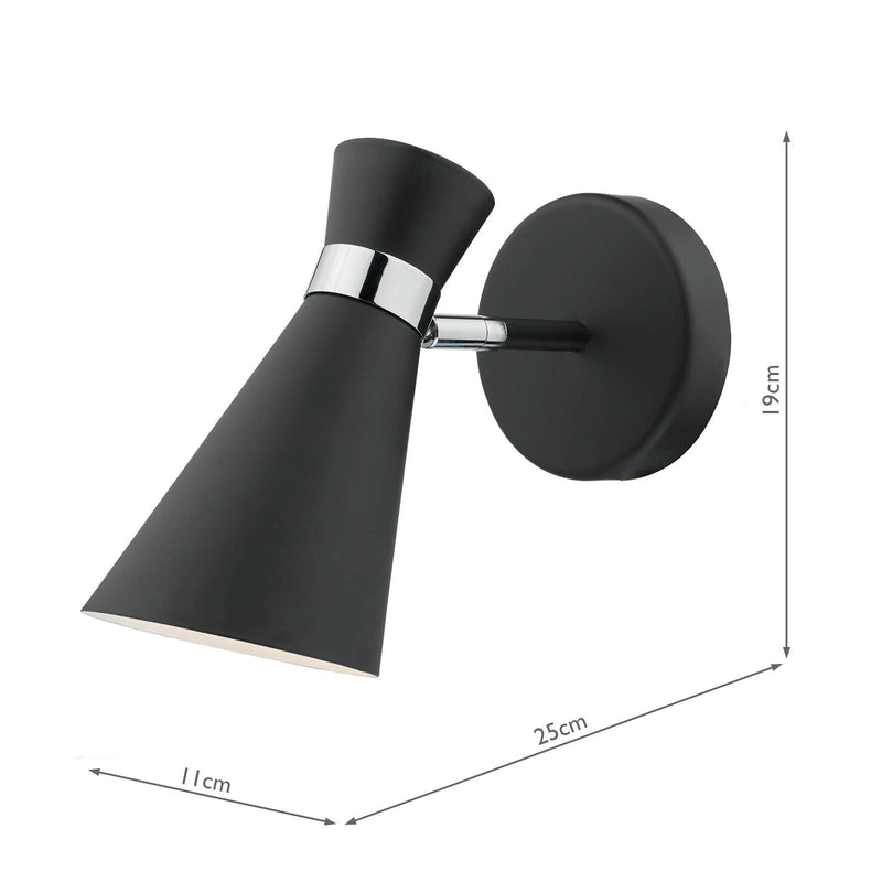 Load image into Gallery viewer, Dar Lighting ASH0722 Ashworth Wall Light Matt Black &amp; Polished Chrome - 21611
