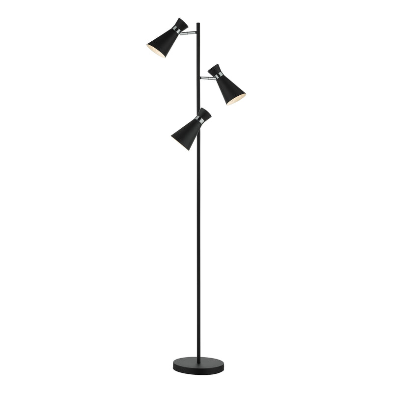 Load image into Gallery viewer, Dar Lighting ASH4922 Ashworth 3 Light Floor Lamp Matt Black &amp; Polished Chrome - 21815
