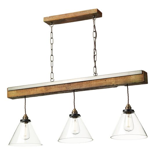 David Hunt Lighting ASP0329 Aspen 3 Light Pendant Natural Wood effect