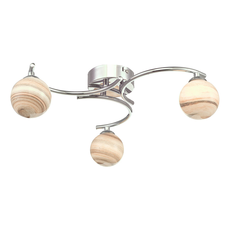Load image into Gallery viewer, Dar Lighting ATI5350-07 Atiya 3 Light Semi Flush Ceiling Light Polished Chrome With Planet Style Glass - 34902
