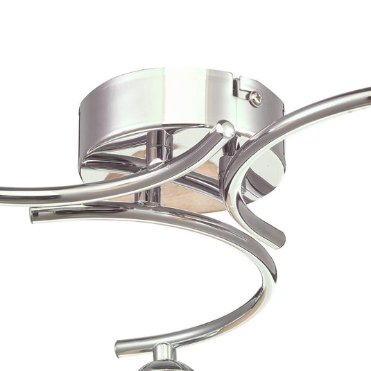 Dar Lighting ATI5350-07 Atiya 3 Light Semi Flush Ceiling Light Polished Chrome With Planet Style Glass - 34902