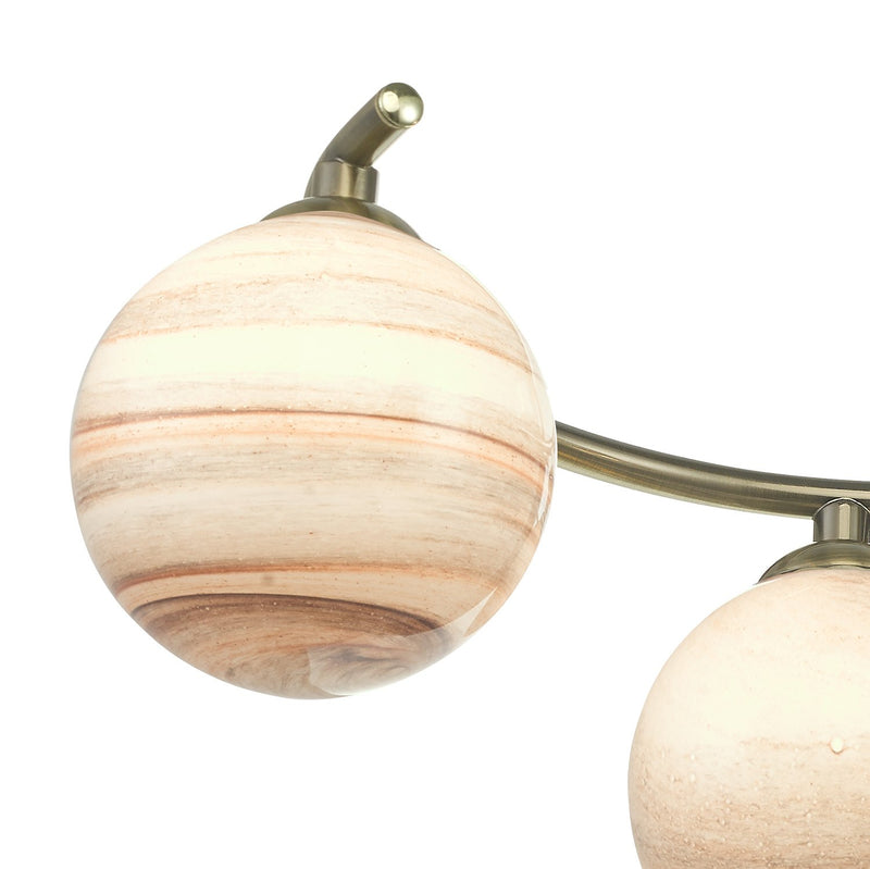 Load image into Gallery viewer, Dar Lighting ATI6475-07 Atiya 6 Light Semi Flush Ceiling Light Antique Brass With Planet Art Glass - 34905

