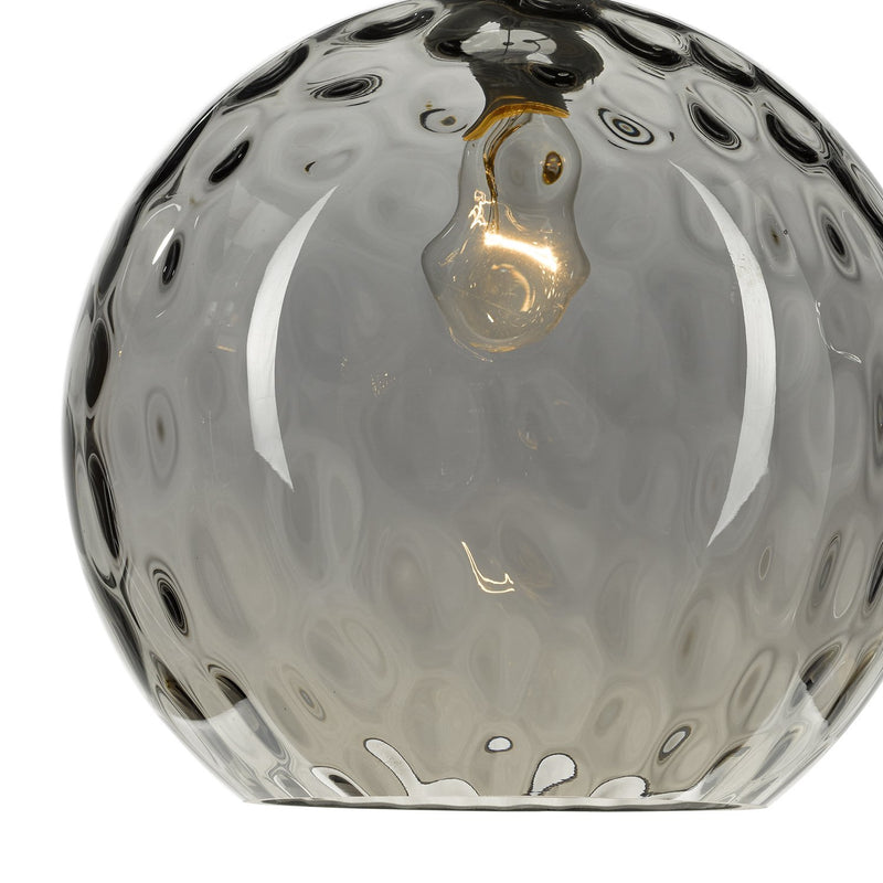 Load image into Gallery viewer, Dar Lighting AUL0110 Aulax 1 Light Pendant Silver Smoked Glass With Dimple Effect - 23193
