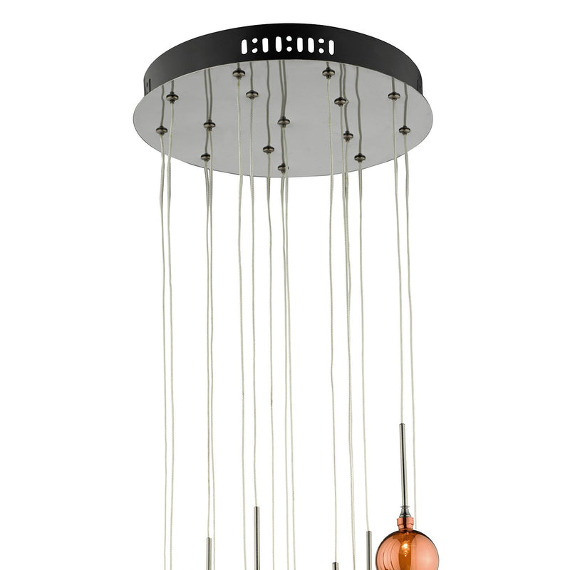 Load image into Gallery viewer, Dar Lighting AUR1564 Aurelia 15 Light Cluster Pendant with Copper &amp; Bronze Glass Shades - 21738
