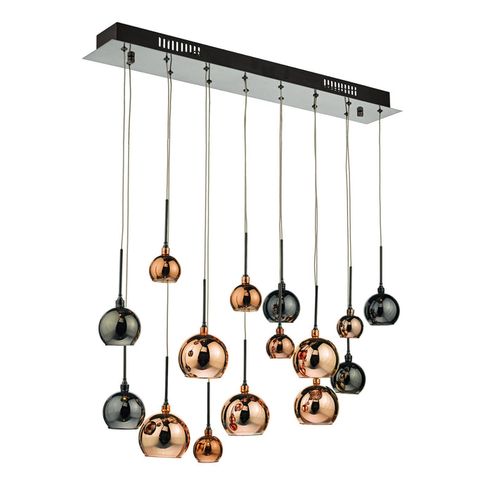 Dar Lighting AUR6264 Aurelia 15lt Bar Pendant Black Chrome & Multi Colour - 22890