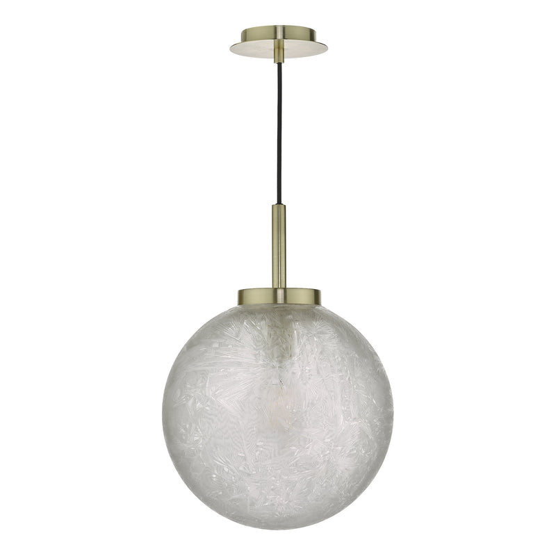 Load image into Gallery viewer, Dar Lighting AVA0141 Avari 1 Light Pendant Satin Brass And Clear Frosted Glass - 25047
