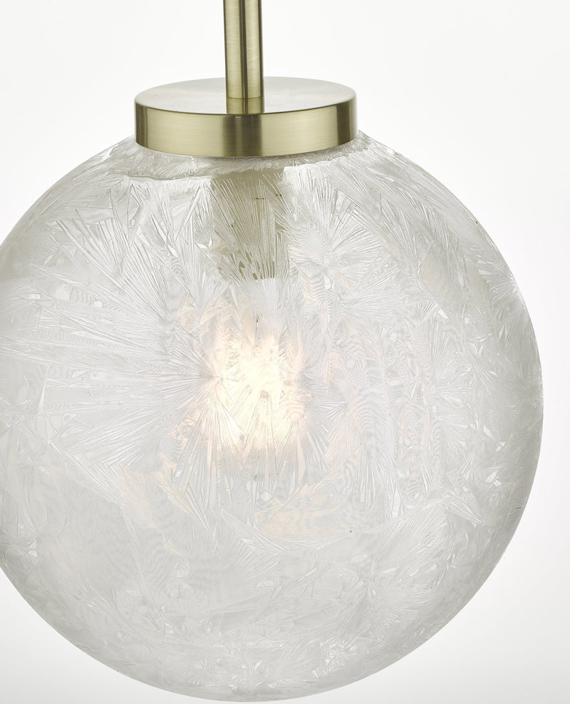 Load image into Gallery viewer, Dar Lighting AVA0141 Avari 1 Light Pendant Satin Brass And Clear Frosted Glass - 25047
