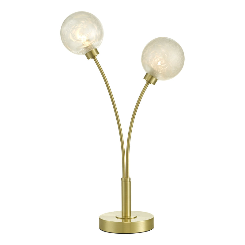 Load image into Gallery viewer, Dar Lighting AVA4241 Avari 2 Light Table Lamp Satin Brass Glass - 34907

