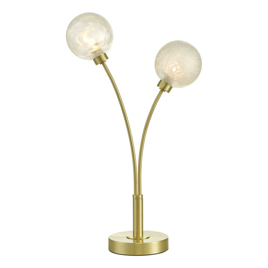 Dar Lighting AVA4241 Avari 2 Light Table Lamp Satin Brass Glass - 34907