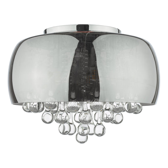 Dar Lighting AVI5410 Aviel 5 Light Flush Smoked Shade With Clear Glass Droppers - 36869