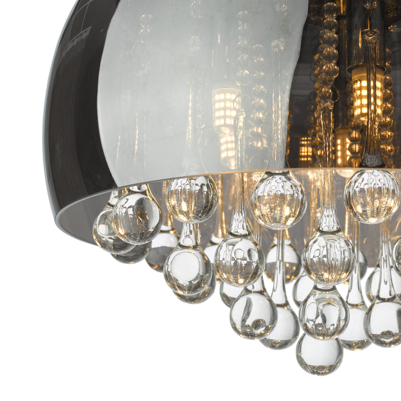 Load image into Gallery viewer, Dar Lighting AVI5410 Aviel 5 Light Flush Smoked Shade With Clear Glass Droppers - 36869
