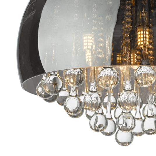 Dar Lighting AVI5410 Aviel 5 Light Flush Smoked Shade With Clear Glass Droppers - 36869