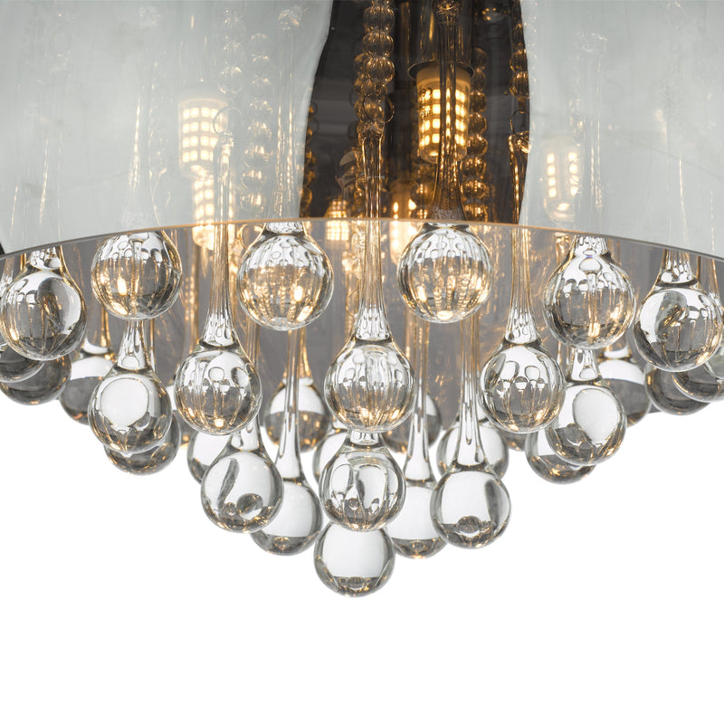 Load image into Gallery viewer, Dar Lighting AVI5410 Aviel 5 Light Flush Smoked Shade With Clear Glass Droppers - 36869
