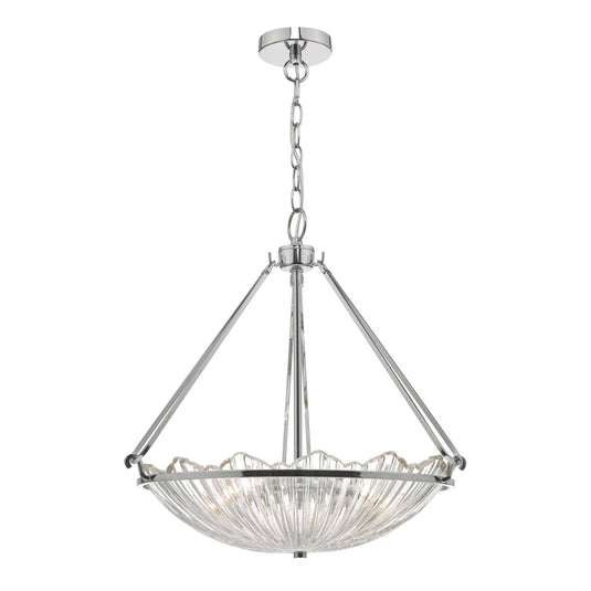 Dar Lighting AVR0350 Avril 3lt Pendant Polished Nickel & Glass - 34909