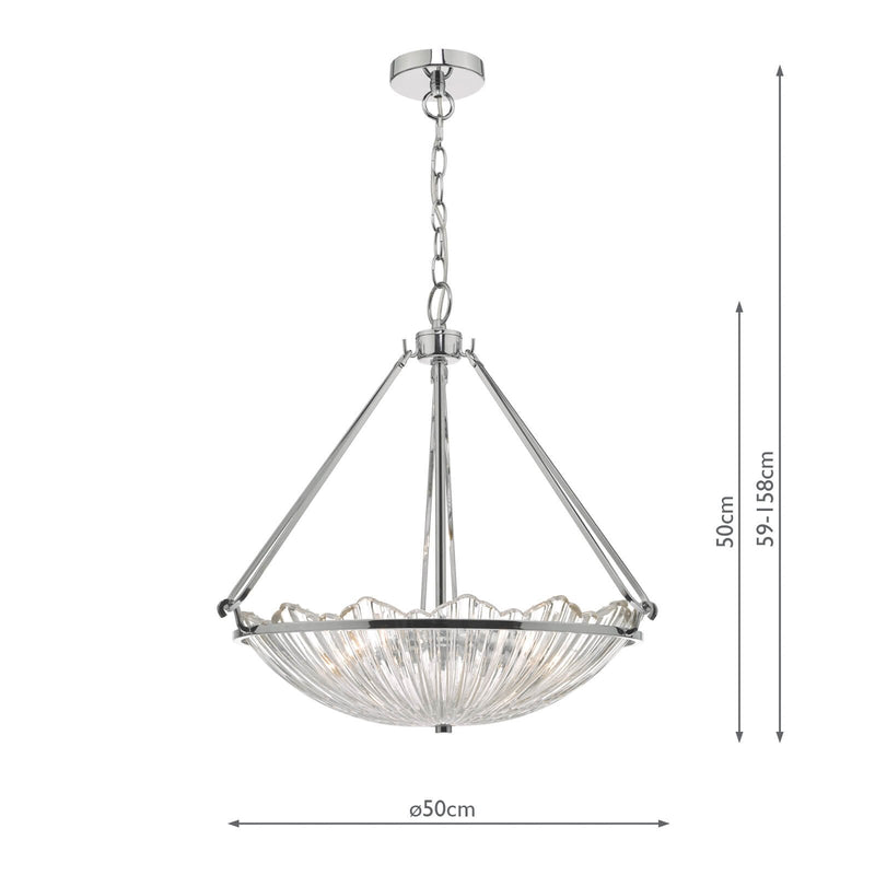 Load image into Gallery viewer, Dar Lighting AVR0350 Avril 3lt Pendant Polished Nickel &amp; Glass - 34909
