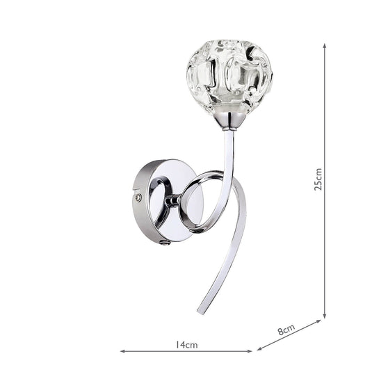 Dar Lighting BAB0750 Babylon Single Wall Bracket Polished Chrome - 17326