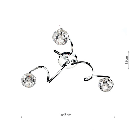 Dar Lighting BAB5350 Babylon 3 Light Semi Flush Polished Chrome - 17322