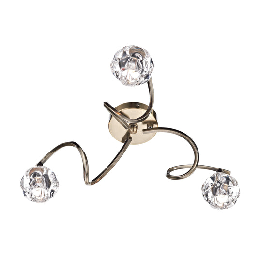 Dar Lighting BAB5375 Babylon 3 Light Semi Flush Antique Brass - 17323