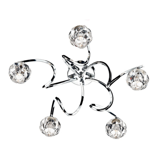 Dar Lighting BAB5450 Babylon 5 Light Semi Flush Polished Chrome - 17325