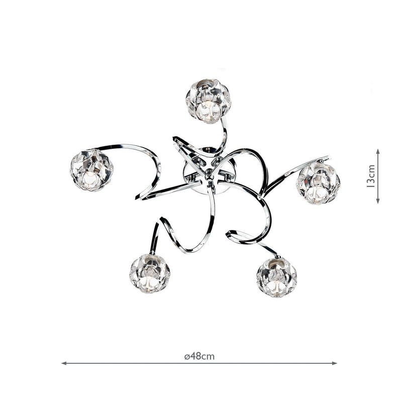 Load image into Gallery viewer, Dar Lighting BAB5450 Babylon 5 Light Semi Flush Polished Chrome - 17325
