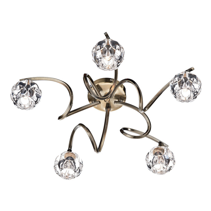 Dar Lighting BAB5475 Babylon 5 Light Semi Flush Antique Brass - 17324