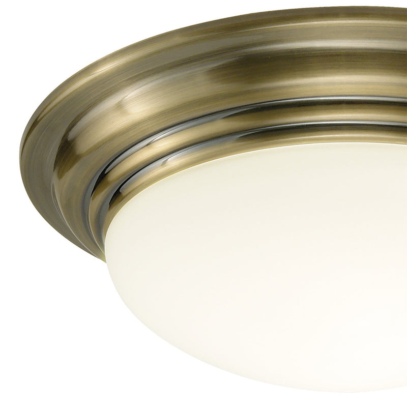 Load image into Gallery viewer, Dar Lighting BAR5075 Barclay Flush Large Antique Brass IP44 - 15392
