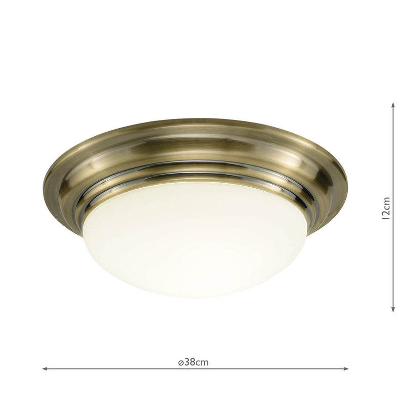 Load image into Gallery viewer, Dar Lighting BAR5075 Barclay Flush Large Antique Brass IP44 - 15392
