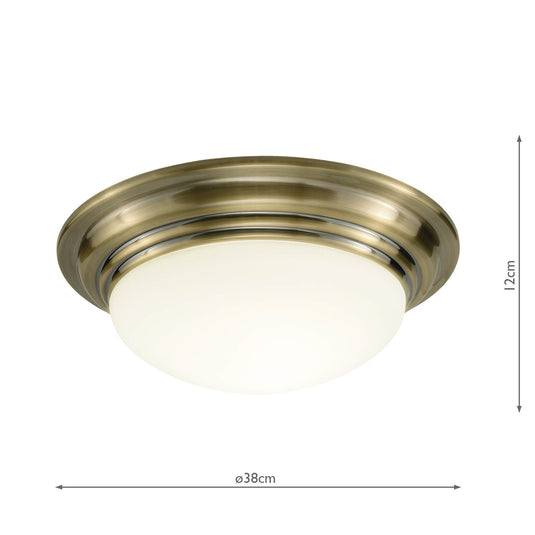 Dar Lighting BAR5075 Barclay Flush Large Antique Brass IP44 - 15392