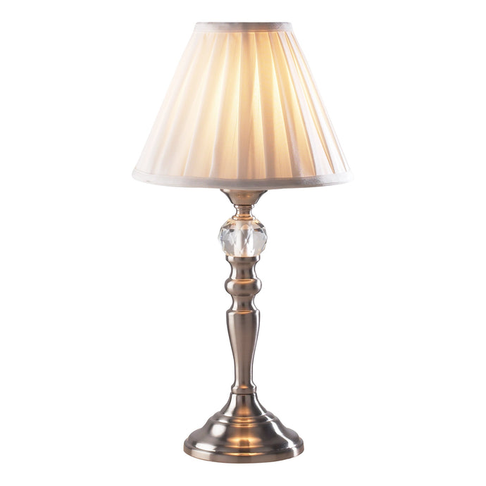 Dar Lighting BEA4046 Beau Touch Table Lamp Satin Chrome complete with BEA122 Shade - 12857