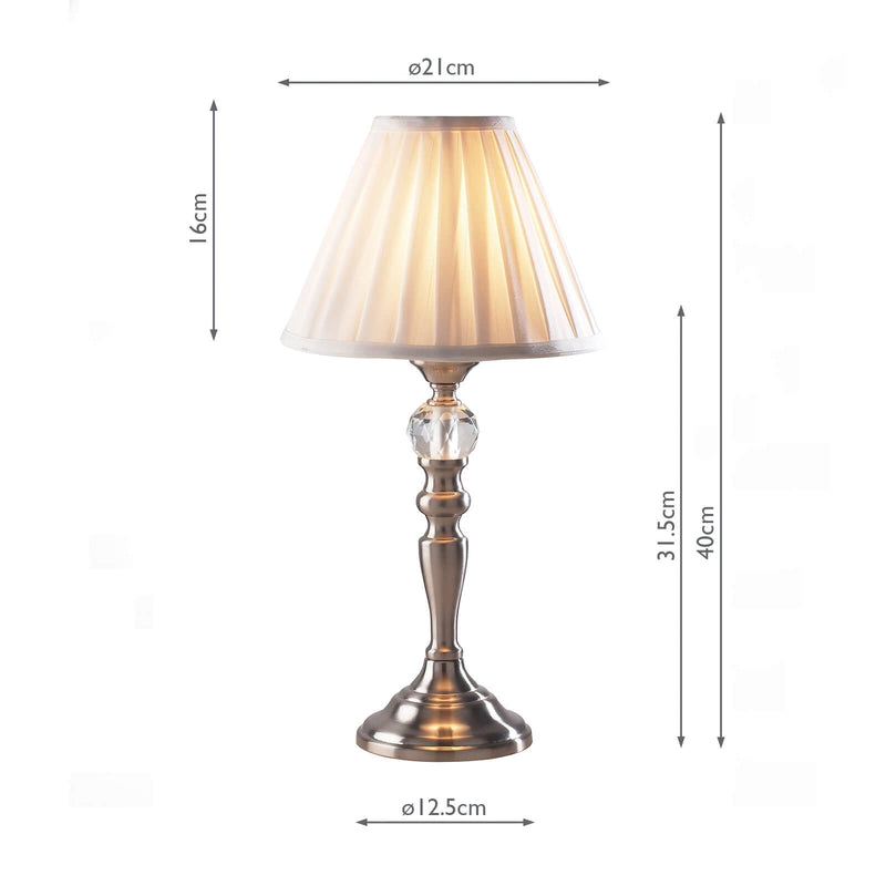 Load image into Gallery viewer, Dar Lighting BEA4046 Beau Touch Table Lamp Satin Chrome complete with BEA122 Shade - 12857
