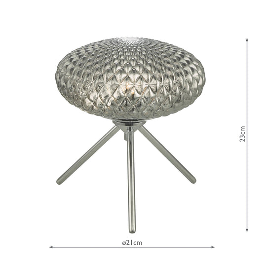 Dar Lighting BIB4110 Bibiana Table Lamp Polished Chrome with Smoked Glass Small - 34925